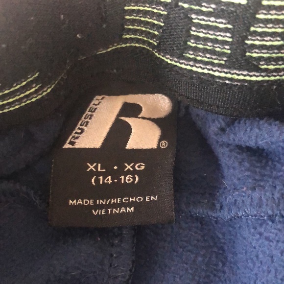 Youth (Boys) Russell Navy Blue Sweatepants with Lime Green Accents. Size 14/16 - Picture 11 of 12